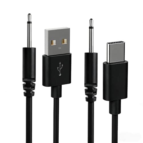 Rlissfiose 2 Pack 2.5mm Massager Charger,DC Charger Replacement DC Charging Cable, 2.65ft(80cm) USB-A & USB-C Charging Port,Compatible with Massagers,Toy DC Charger Cord (15MM-DC-Black) - Image 1