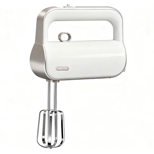 warran Master 5-Speed Electric Hand Mixer with Turbo Boost, Stainless Steel Whisk, Beaters, Dough Hooks & Milk Frother, Lightweight Handheld Mixer for Baking & Coffee, Champagne Gold - Image 1