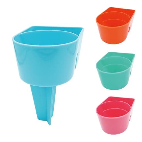 YISARSH Beach Cup Holders, Large Capacity Sand Drink CupHolders for Phones and Small Beach Accessories, Beach Trips Must Haves, Pink Orange Teal Blue(Pack of 4) - Image 1