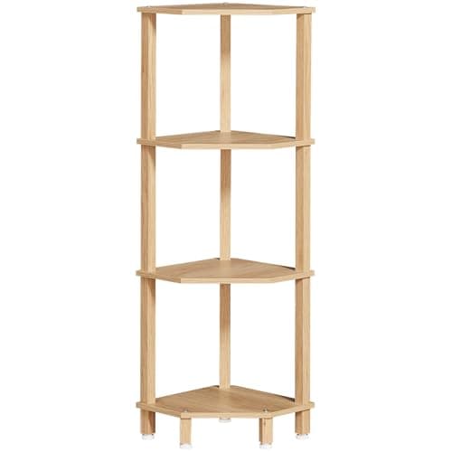 YUFAM 4-Tier Corner Shelf with Sturdy 5-Leg Base, 41in Tall Narrow Bookcase for Small Spaces, Wooden Plant Display Shelf, Thin Bookshelf for Living Room, Bedroom, Office, Natural - Image 1
