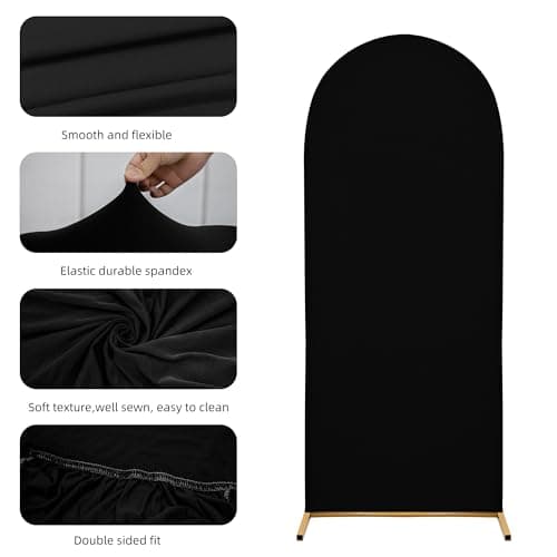 SUKAIKEQA 3-Piece Arch Cover Bundle – 7.2FT, 6.6FT & 6FT Stretch Spandex Backdrop Set – Wedding, Birthday & Photo Booth Arch Covers for Every Event - Thumbnail 5