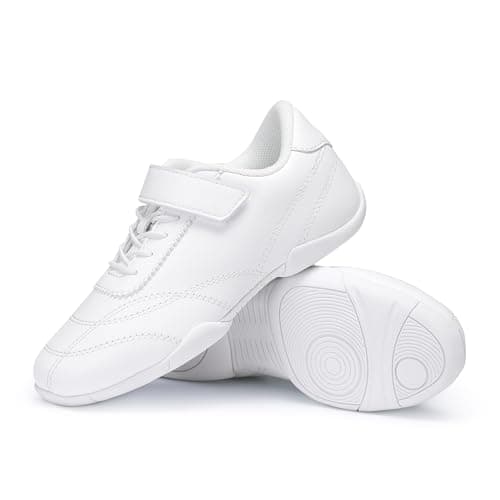 Stelle Girls Cheer Shoes White Youth Cheerleading Dance Sneakers Kids Athletic Tennis Shoes for Competition Training (White,5MB) - Image 1
