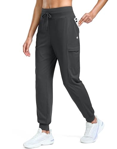 G Gradual Joggers for Women 4 Pockets High Waisted Athletic Jogger Pants Soft Lightweight Sweatpants for Workout Running, Dark Grey, Medium - Image 1