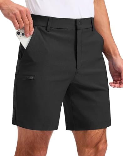 Pudolla Men's Casual Shorts 7/9 Inch Golf Shorts Stretch Dress Work Shorts for Men with 4 Pockets Quick Dry Lightweight(Black 34) - Image 1