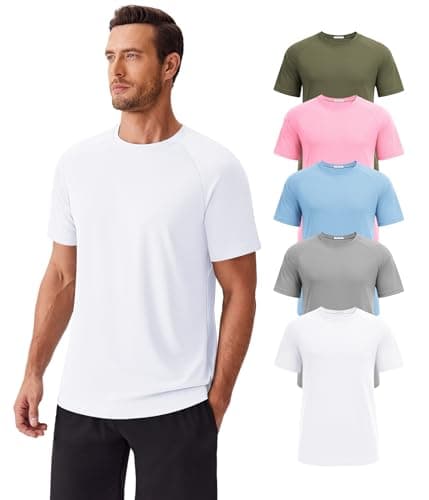 PINSPARK Moisture Wicking T Shirts for Men Multipack Active Gym Workout Tshirts Quick Dry Plain Undershirts Crewneck Tees - Image 1