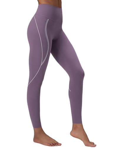 baleaf Freeleaf Broadway High Waisted Leggings for Women, 25" Dance Yoga Workout Running Athletic Contrast Stripe Tummy Control Soft Pants with Pockets, Purple XXL - Image 1