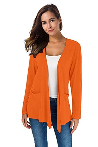 TownCat Womens Lightweight Cardigans Long Sleeve Open Front Casual Cardigan with Pockets (Orange, XX-Large, xx_l) - Image 1