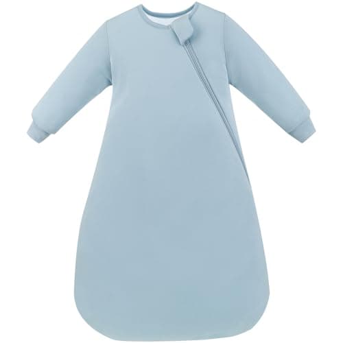 PurComfy Supersoft Long Sleeve Sleep Sack 1.0 TOG, Premium Baby Sleeping Bag 2-Way Zipper Sleep Sack with Sleeves 3-6 Month, Slate - Image 1