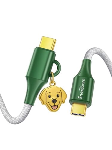 enerzoom 240W USB C to USB C Cable for Pet Lover [3.3ft], Cute Unique Pet Charm SGS Certified Fast Charging Nylon Braided 30000 Bends Thoughtful Daily Gift for True Dog and Cat Lovers - Labrador - Image 1