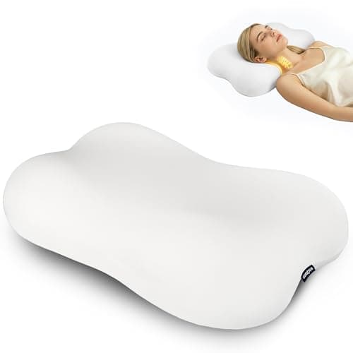 COMFYPIL Cervical Pillow for Neck Pain Relief, Ergonomic Contour Memory Foam Pillow for Side Back Stomach Sleepers, Deep Sleep Pillow for Cloud-Soft Shoulder Support with Cooling Pillowcase, White - Image 1