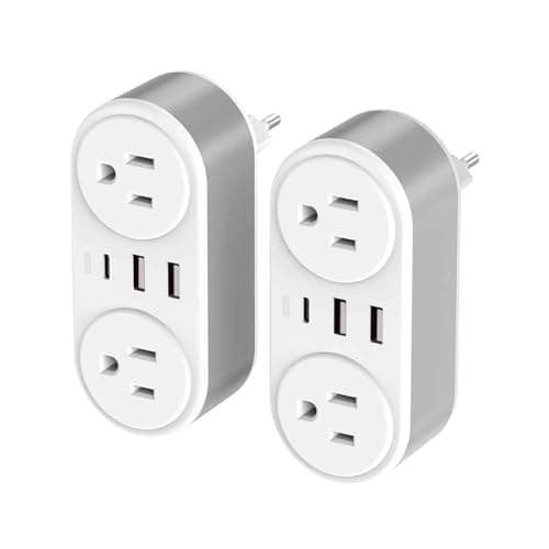 2 Pack European Travel Plug Adapter with USB C, CHUAFIUR International Power Adapter for Italy Spain France Germany, American to European Travel Must Haves - to Most Europe EU (Type C) - Image 1