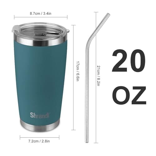 Shrandi Rambler 20 oz Stainless Steel Vacuum Insulated Tumbler w/Slider Lid Tumbler with Lid and Straw(Agave Teal) - Thumbnail 2