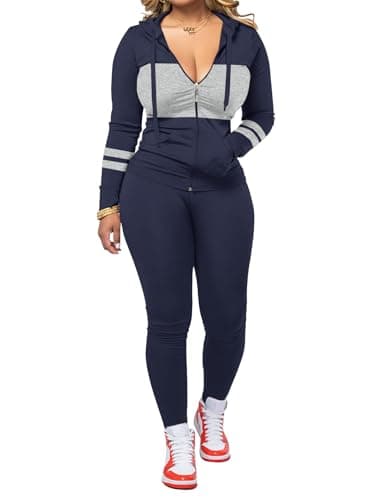 STOLKISS Women 2 Piece Outfits Workout Sets Bodycon Legging Jacket Tracksuit Zip Up Hoodie Jogger Matching Sweat Pants Set - Image 1