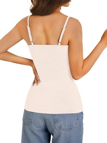 GKBK Camisole Tops for Women Lace Spaghetti Tank Top Y2k Scoop Neck Undershirts Fitted Going Out Summer Cami Tops 2026 Trendy Apricot XL - Thumbnail 5
