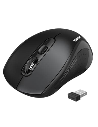 TECKNET Wireless Mouse for Laptop, 2.4G Ergonomic Optical Mouse Silent Bluetooth Mouse(BT5.0) 4000DPI Adjust, Computer Portable PC Quiet Mice with USB-A Receiver & 6 Buttons for Mac, 18 Months Battery