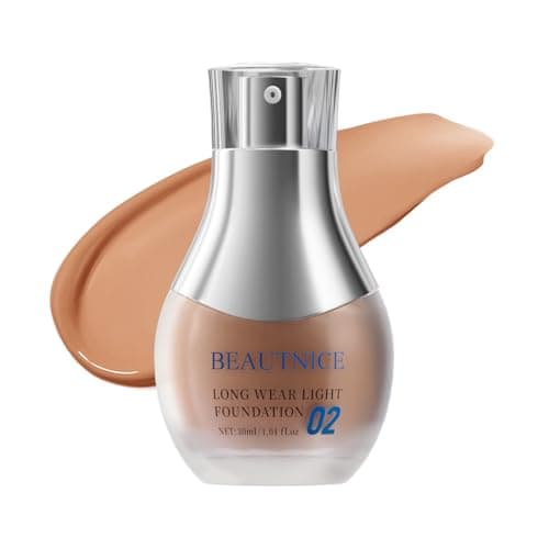 BEAUTNICE Long Wear Light Foundation, 8H Lightweight Full Coverage, Sweat & Oil Resistant, Velvet-silk Matte Finish, Liquid Foundation Makeup For All Skin Types, 1 Fl Oz, #02 Rich Caramel - Image 1