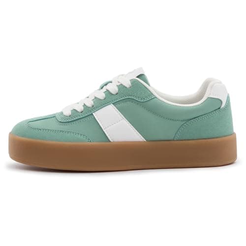 Rihero Platform Sneakers for Women Fashion Retro Green Sneakers Spring Ladies Comfortable Tennis Walking Shoes Size 8 - Thumbnail 3