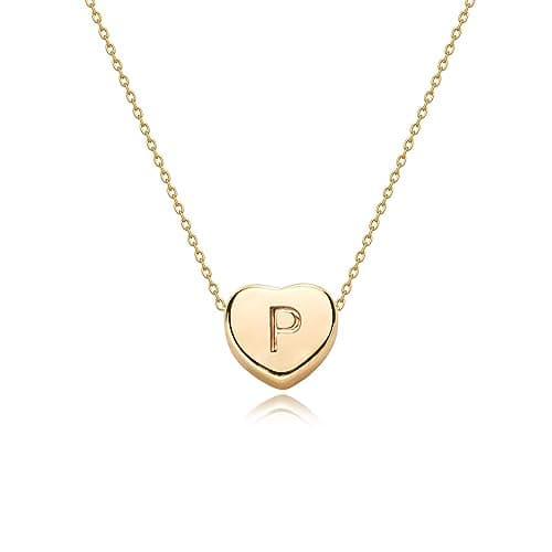 Tiny Gold Initial Heart Necklace-14K Gold Plated Handmade Dainty Personalized Letter Heart Choker Necklace For Women Necklace Jewelry - Image 1