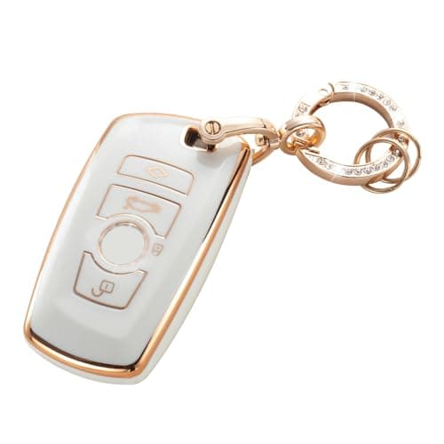 RUABIBAN Key Fob Cover Compatible with BMW, Soft TPU Key Case Protection Shell Fit for BMW 2 5 6 7 X1 X2 X3 X5 X6 Series - Image 1