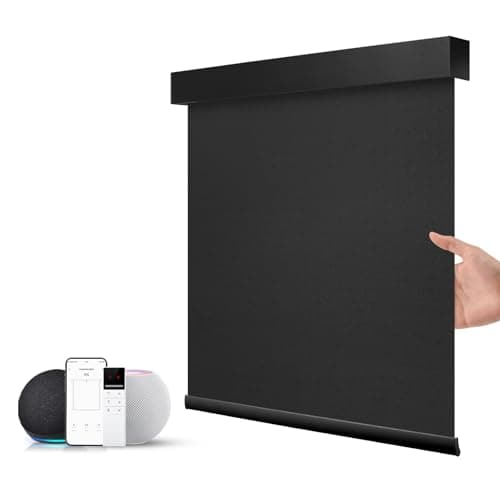 ZSTARR Motorized Smart Blind for Window with Remote Control, Automatic Blackout Roller Shade Customizable Size,with Valance Child Safety Rechargeable Battery Blinds (Full Blackout Black)