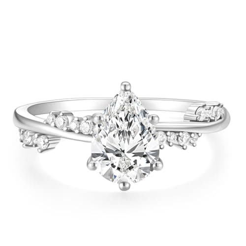 EAMTI 2CT 925 Sterling Silver Engagement Rings Teardrop Wedding Pear Cut Bridal Halo Cubic Zirconia Promise Rings for Women Size 10 - Image 1