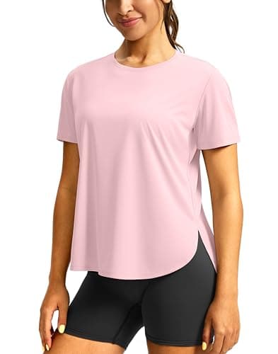 Soothfeel Women's Workout Shirts Short Sleeve Loose Fit Tops UPF 50+ Sun Protection Athletic Gym Run T-Shirts(cornus pinkXS) - Image 1