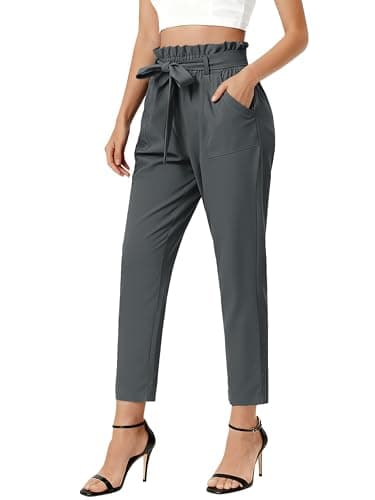 GRACE KARIN Dress Pants for Women Stretch Pull-on Pants Comfort Office Ponte Pants Gray-Black 2XL - Image 1