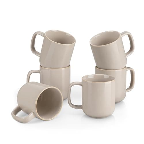 vancasso Coffee Mugs Set of 6, 12 Oz Ceramic Coffee Cups with Handle, Ceramic Unique Glaze Coffee Cup for Cappuccino, Latte, Tea, Cocoa, Dishwasher & Microwave Safe Gift Sets, Gray, Series PLAYA - Image 1