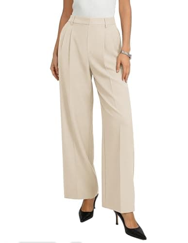 GRACE KARIN Wide Leg Slacks Women High Waisted Wrinkle Free Trousers Summer Breathable Work Pants with Pockets Apricot XX-Large - Image 1