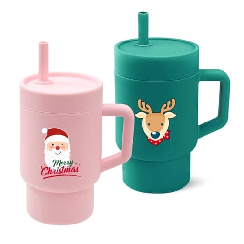 DLOCCOLD Silicone Straw Cup, Adorable Miniature Tumbler with Straw Handle, Tumbler Cup, 10oz, Easy to Clean - Image 1