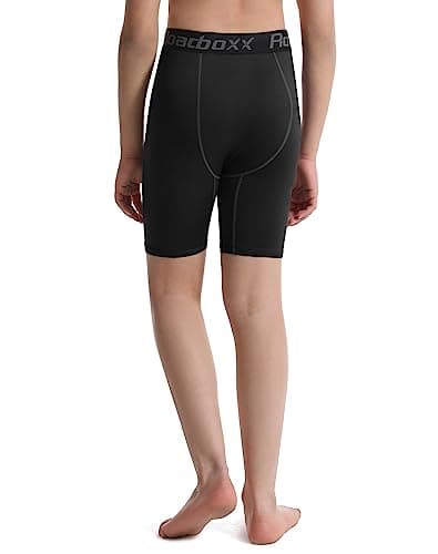 Roadbox Youth Boys Compression Shorts - Performance Athletic Base Layers Workout Running Shorts for Boys, Kids Compression Underwear with Side Pockets - Thumbnail 3