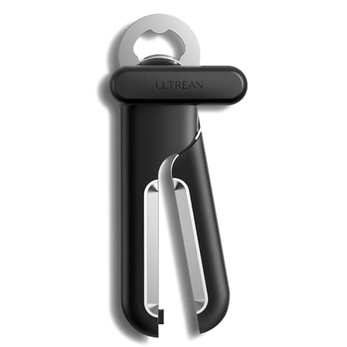 Ultrean Manual Can Opener Bottle Opener, Thickened Heavy-Duty Stainless Steel Construction, Durable and Built to Last, Smooth Edge, Ergonomic Handles, Rust Resistant, Oversized Easy-Turn Knob-Black - Image 1