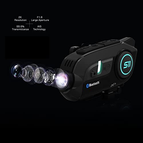 SCSETC S-11 Motorcycle Bluetooth Headset with 2K HD Camera & Video,3000m 6 Riders Intercoms,WiFi Transit/CVC Noise Cancellation/360°Adjustable/Auto Connection/Music Sharing/32GB SD Card (A) - Thumbnail 6