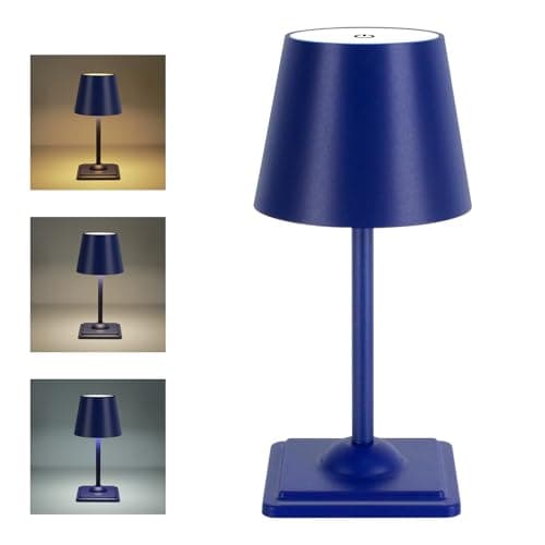 SOUDFK Cordless Table Lamp,3 Color Dimmable Desk Lamp,Small Rechargeable Light for Bedroom, Nightstand(Sapphire Blue,1 PC) - Image 1