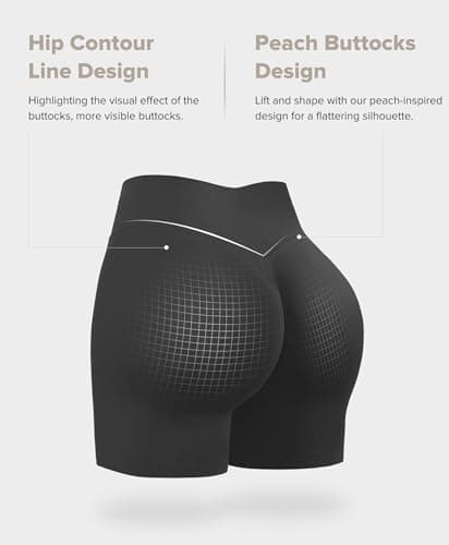 BRXL Seamless Scrunch Butt Lifting Shorts for Women V Back 5" High Waist Workout Gym Yoga BrxlGrit Impact Shorts Compression Black - Thumbnail 5