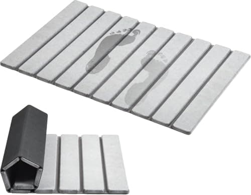 AWW Foldable Stone Bath Mat, Super Absorbent Diatomaceous Earth Mats, Non-Slip 23.6 x 15.5 Inch Quick Drying Mat, Compact and Easy to Store Bath Mats for Bathroom, Easy to Clean, Light Grey - Image 1