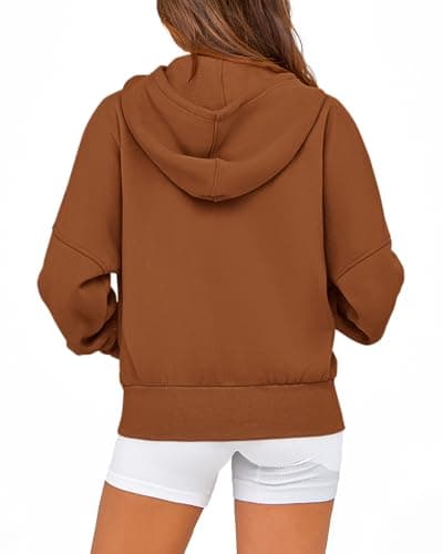 BTFBM Hoodies For Women Spring Clothing 2026 Long Sleeve Zip Up Fleece Fashion Sweatshirts Jacket Y2K Hoodie Fall Fashion(Brown, Large) - Thumbnail 4