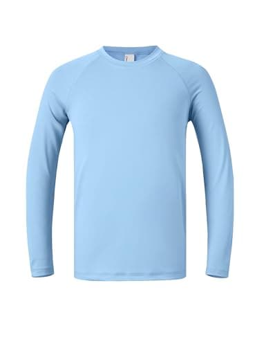 PATPAT Boys UPF 50+ Rash Guard Blue Swim Shirts Size 9-10 Years Long Sleeve Quick Dry UV Protection Sun Shirt Youth Water Surfing Beach Shirts - Image 1