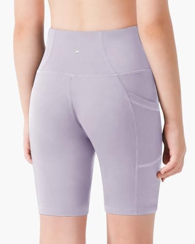 Stelle Girls 8" Bike Volleyball Shorts with Pockets Youth Athletic Yoga Dance Gymnastics Compression(Lavender,XS) - Thumbnail 6