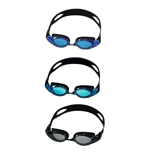 YUENREE 3 Pack Adult Swim Goggles for Men Women Teens Ages 8+ | No Leak Anti-Fog UV Protection | Easy Adjust Non-Slip Strap | with 3 Hard Travel Cases