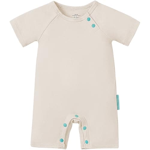 PurComfy SuperSoft Short Sleeve Baby Romper, Unisex Bamboo Viscose One-piece Summer Pajamas, Boy Girl Footless Jumpsuit Snap Closure - Image 1