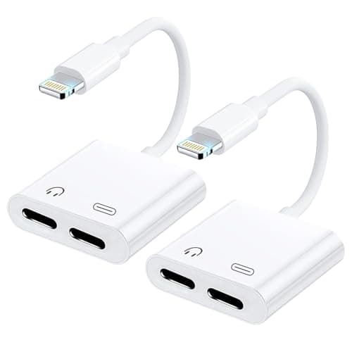KikoSaka iPhone Headphone Adapter 2-in-1 Dual Lightning Audio & Fast Charging Splitter Dongle for iPhone 14/13/12/11/XS/XR/8/7 Lightning Headphone Adapter 2Pack - Image 1
