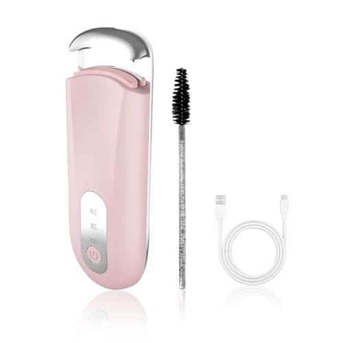 Hsenowi Heated Eyelash Curler for Natural Lashes 2 Level Adjustable Temperature Mini Electric Lash Curler Fast 3 Second Heat Up 24 Hours Long Lasting Curl (PinkBlack) - Image 1