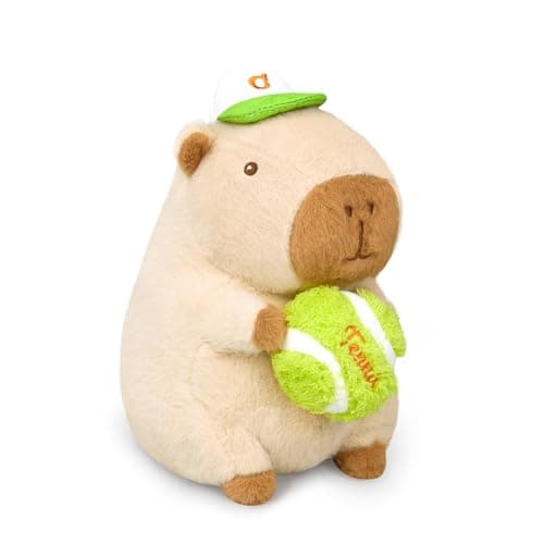Ditucu Cute Tennis Capybara Plush Sports Pulling Stuffed Animal Capibara Plushies Toys Gifts for Kids Beige 9.8 inch - Image 1