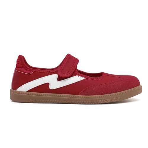 Foiola Womens Sneakers Casual Lightweight Tennis Shoes Slip on Footwear Women's Fashion Retro Sneakers for Dress Jeans Skirts Red - Image 1