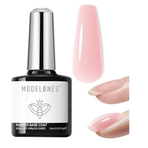 modelones Builder Rubber Gel Base Coat for Nails, Jelly Pink Rubber Base Gel Nail Polish for Strengthen Apex Building Extension Protect Weak Nails Long Last U V Manicure Gift for Women - Image 1