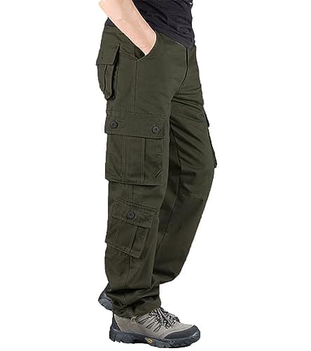 BAYAMO Mens Cargo Pants Outdoor Hiking Casual Pant Military Fatigue Ripstop Pant with 8 Pockets (Army Green,38) - Thumbnail 2