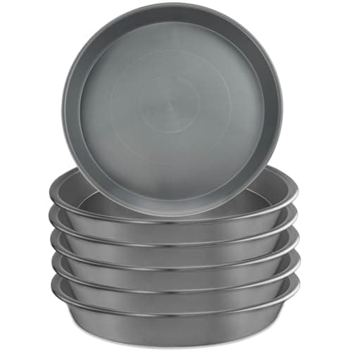 Garrdeen 6 Pack 8-Inch Gray Plant Saucer Trays, Durable PP Plastic Pot Bases for Small Medium Planters, Modern Round Flower Pot Water Catcher Plates & Drip Trays for Indoor Plant Care - Image 1