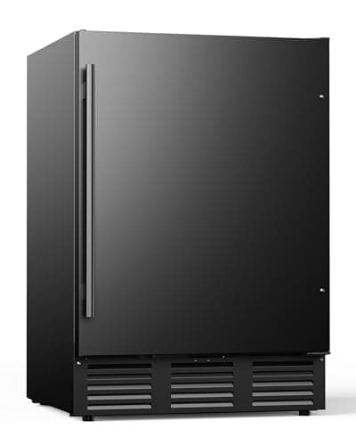 ICEVIVAL 24 Inch Beverage Refrigerator, 180 Can Under Counter Fridge, Stainless Steel Beer Fridge for Built-in & Freestanding, Outdoor Refrigerator for Soda, Beer, Wine (Black) - Image 1