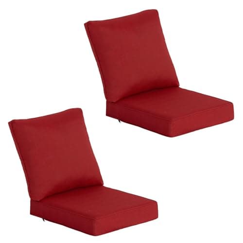 COZYVIDA Outdoor Deep Seat Cushion Set of 2,23.5" x 25"x5.1" Patio Cushions Resilient Foam Filling, Water-Resistant Stain-Resistant UV-Resistant 1000+ Hrs, Weather Resistant,YKK Zippers,Chili - Image 1